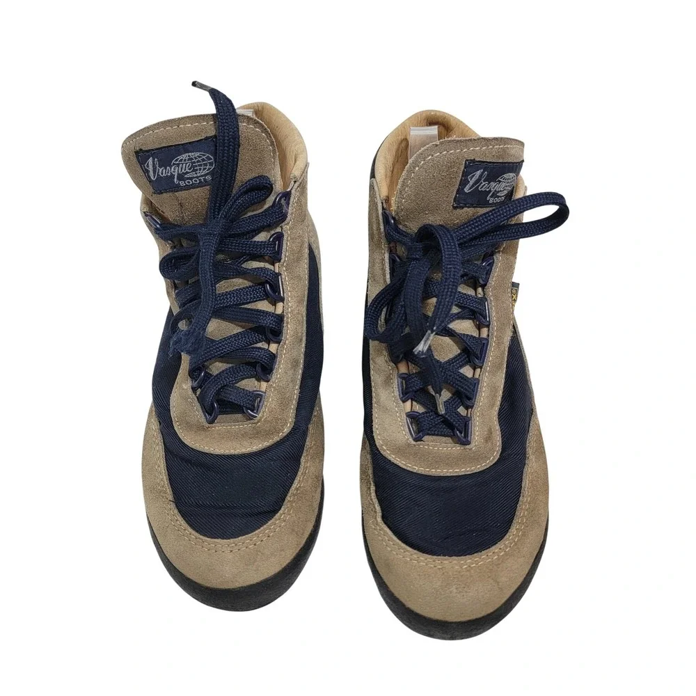VTG Vasque Skywalk 7534 Gore-Tex 9 M Hiking Boots Navy Tan Made in Italy EUC